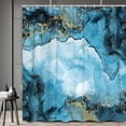 thumbnail image 4 of Blue Gold Marble Shower Curtain, Abstract Modern Colourful Ink Paint Veins Texture Crack Shower Curtain Sets, Fabric 3D Printing Durable Waterproof Bath Curtain with Hooks, 72X72in, 4 of 5
