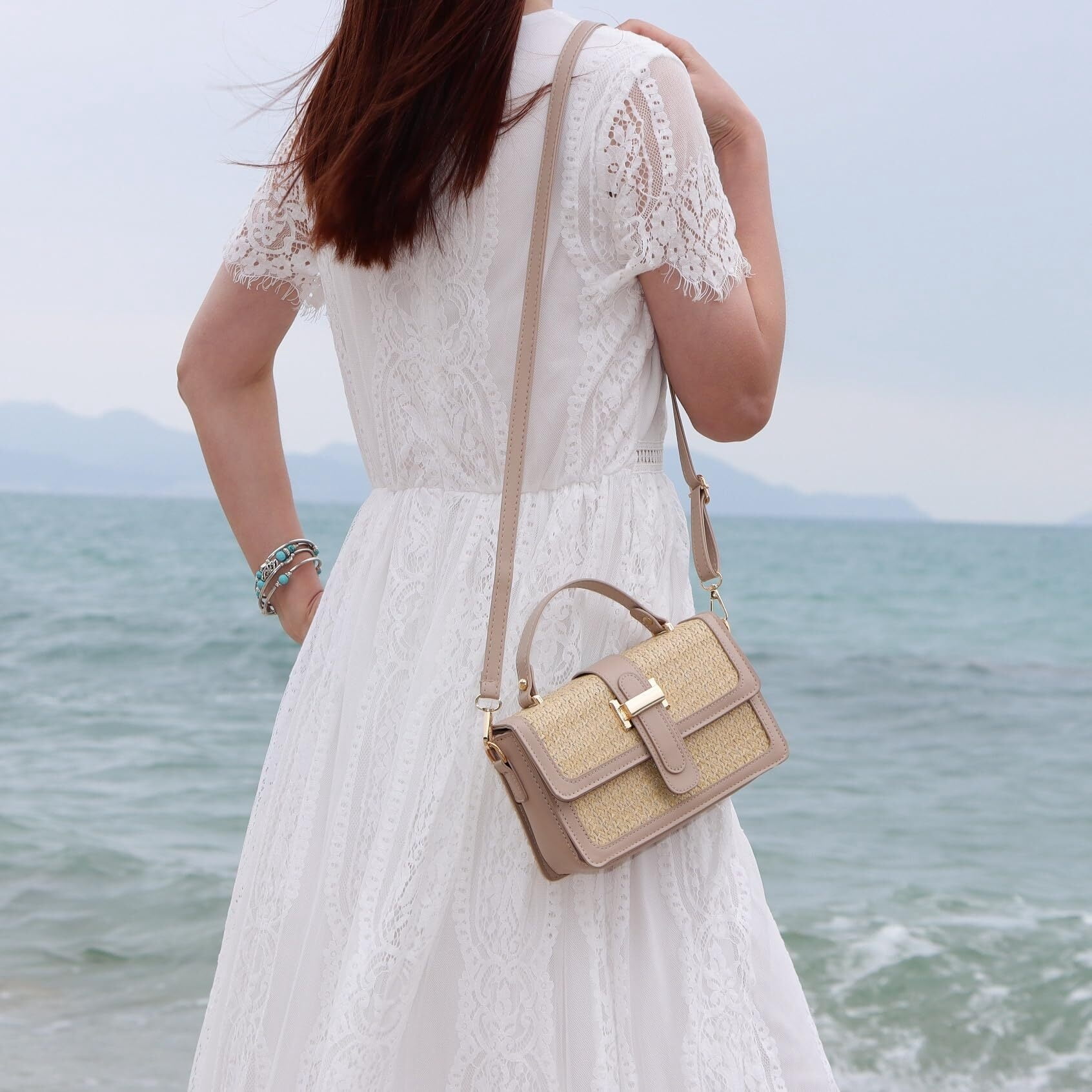 Summer Purse for Women 2025 Woven Vacation Handbags Straw Crossbody Bag for Spring Beach