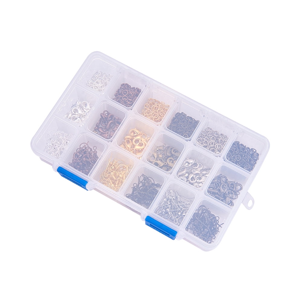 1 Box 930 Pcs Jewelry Finding Kit with Brass Jump Rings Lobster Claw Clasps and Earring Hooks 6 Colors for Jewelry Making