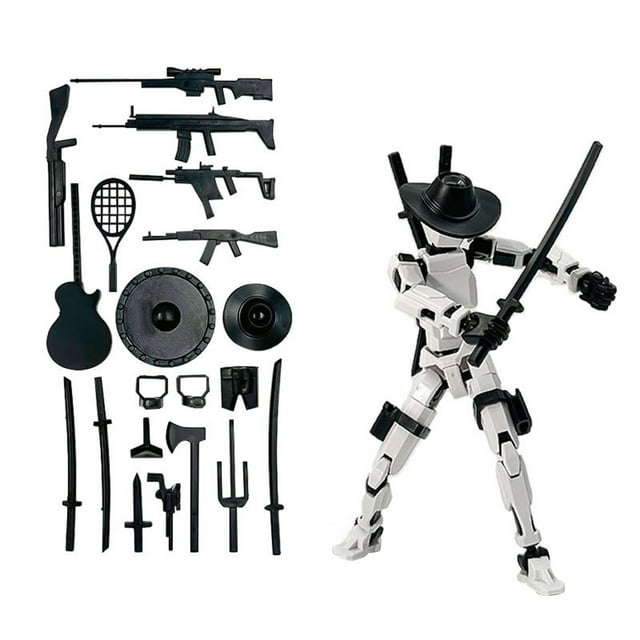 13 Action Figure, 13 Action Figure 3D Printed Multi-Jointed Movable, Dummy 13 Action Figure, Creative Decompression Action Doll Set Assembly Model Ornament, Light Gray