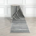 thumbnail image 1 of Well Woven Custom Size Runner - Choose Your Length - Ginelle Grey Blue Abstract Geometric Stripes 31 Inches Wide x 10 Feet Long Runner (31" x 10' Runner) Rug, 1 of 6