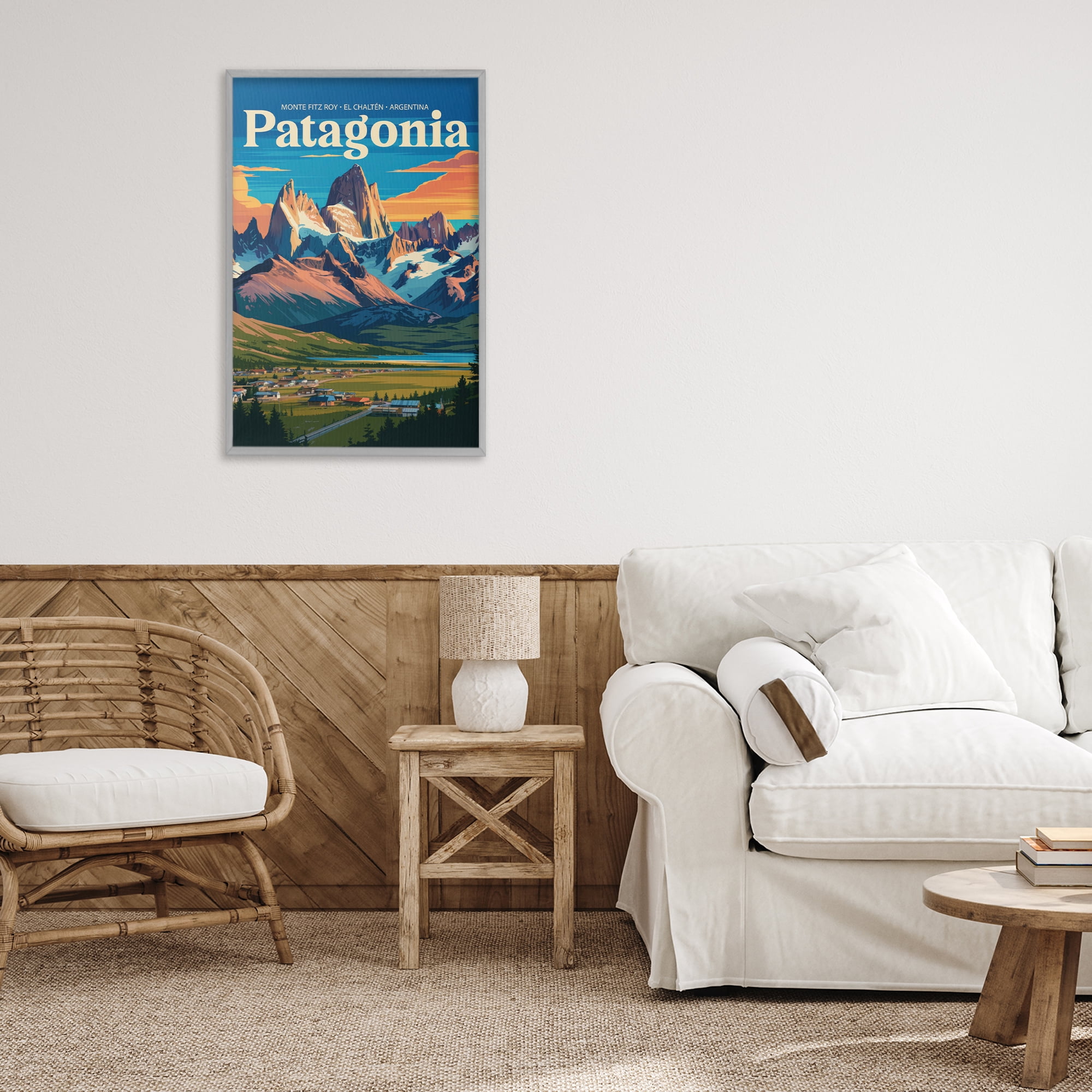 Stupell Industries Patagonia Valley Landscape Gray Framed Giclee Art, design by Andreas Magnusson