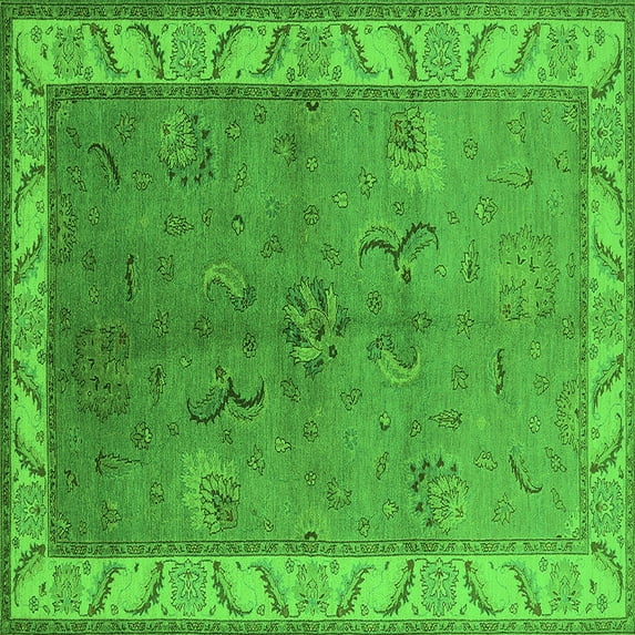 Ahgly Company Indoor Square Oriental Green Traditional Area Rugs, 3' Square