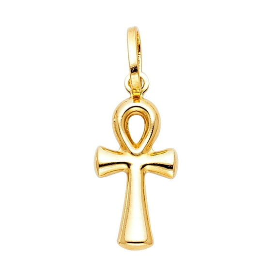 14KY Ankh Cross Religious Pendant | Yellow Gold Charm Pendant for Necklace Chain | Jewelry Gift for Men Women | 21 x 10 MM | 0.5 grams
