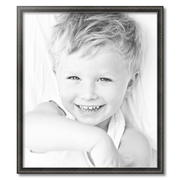 ArtToFrames 26" x 30" Antique Black Picture Frame, 26x30 inch Black Wood Poster Frame (WOM-5106)
