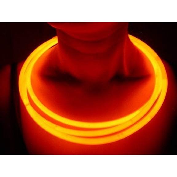 Glow Sticks Bulk Wholesale Necklaces, 100 22" Glow Stick Necklaces Orange +100 FREE Glow Bracelets BONUS, Glow With Us Brand