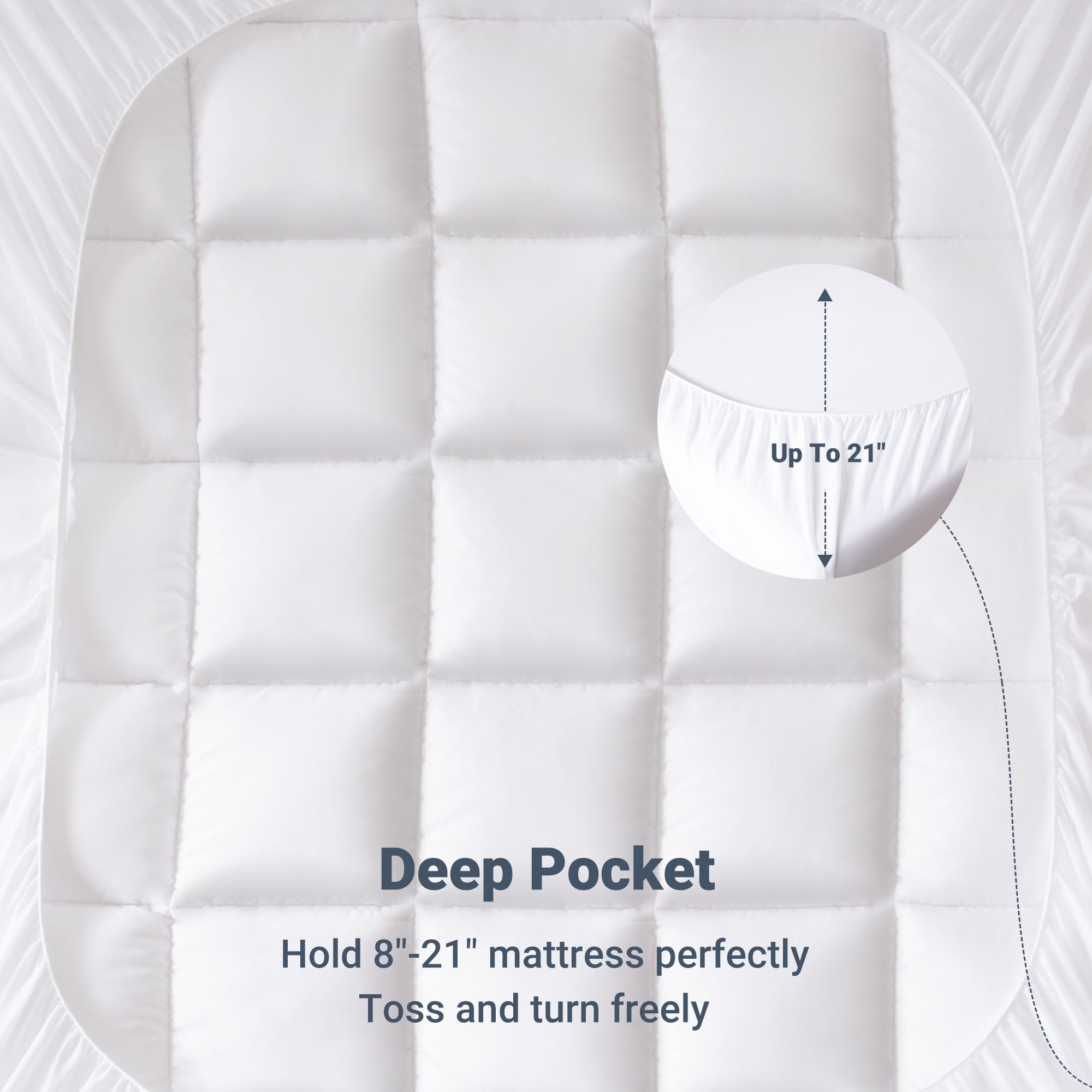 Yalamila Queen Size Mattress Topper,400TC 100%Cotton Cooling Mattress Pad Cover Extra Thick Alternative Fill Pillow Top Cooling Bed Topper and Hotel Mattress Protector