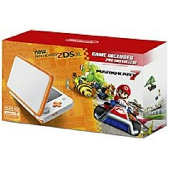 Restored Nintendo 2DS XL Handheld Game Console Mario Kart 7 White Orange JANSOAD1 (Refurbished)