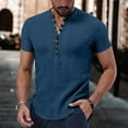 thumbnail image 4 of Men's Shirts Henley T-Shirts Long Sleeve Casual Beach Hippie Shirts Solid Color Casual Summer Beach Holiday Button Down Tops Wine L, 4 of 4