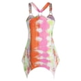 thumbnail image 3 of Rosegal for Women Plus Size Tie Dye O Ring Hanky Hem Tank Top Orange 5X, 3 of 3