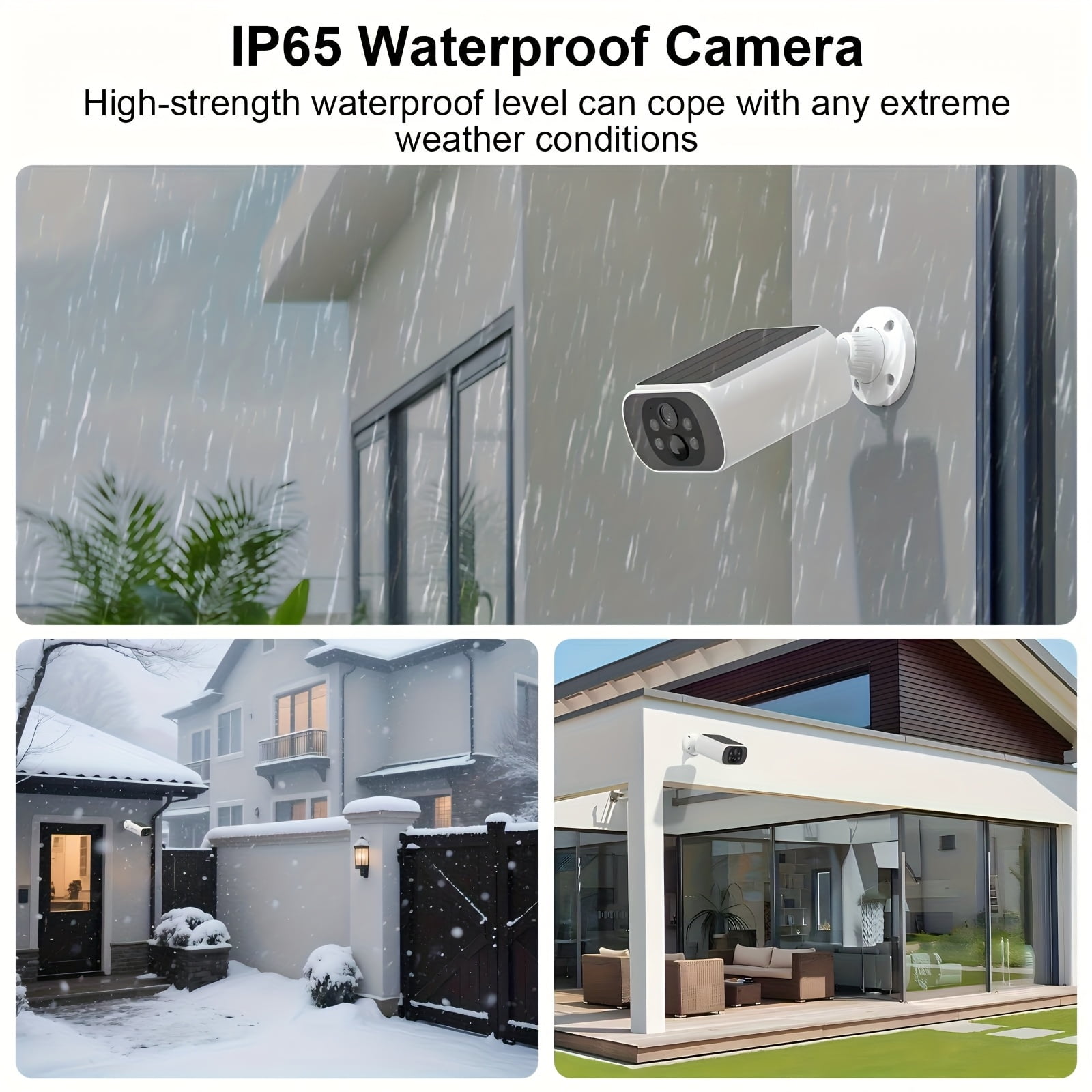 Wire-Free Outdoor Security Camera with Solar Panel, 2-Way Audio, PIR Human Detection, Color Night Vision, Siren, IP65 Weatherproof, SD/Cloud Storage