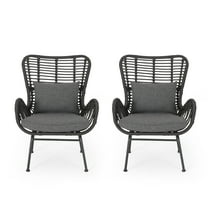Gloria Indoor Wicker Club Chairs with Cushions (Set of 2)