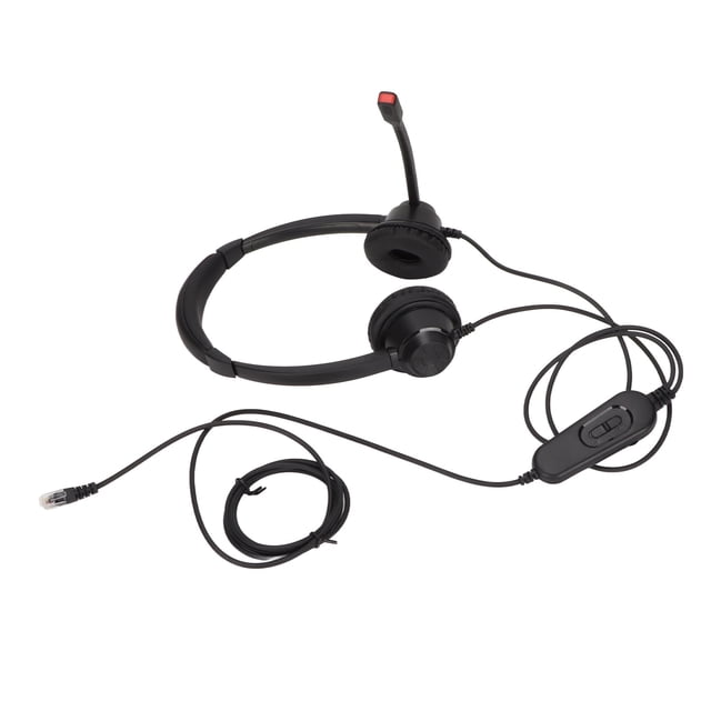 Office Headset, RJ9 Plug Dual Ear ABS Noise Canceling Telephone Headset For Telemarketing