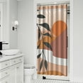 thumbnail image 2 of Small Stall Narrow Shower Curtain 36"W x 72"L – Tropical Bohemian Leaves, Mid-Century Abstract Boho Botanical Bathroom Decor, Vintage Floral Palm Leaf Pattern, Rustic Tribal Folk Style, 2 of 5