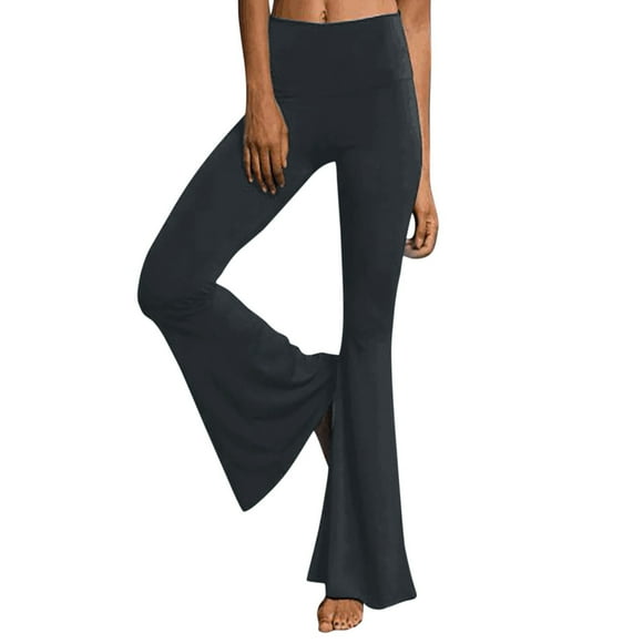 Grey Leggings For Women High Waist Wide Leg Palazzo Bell Bottom Yoga Flare Trousers Legging Size M