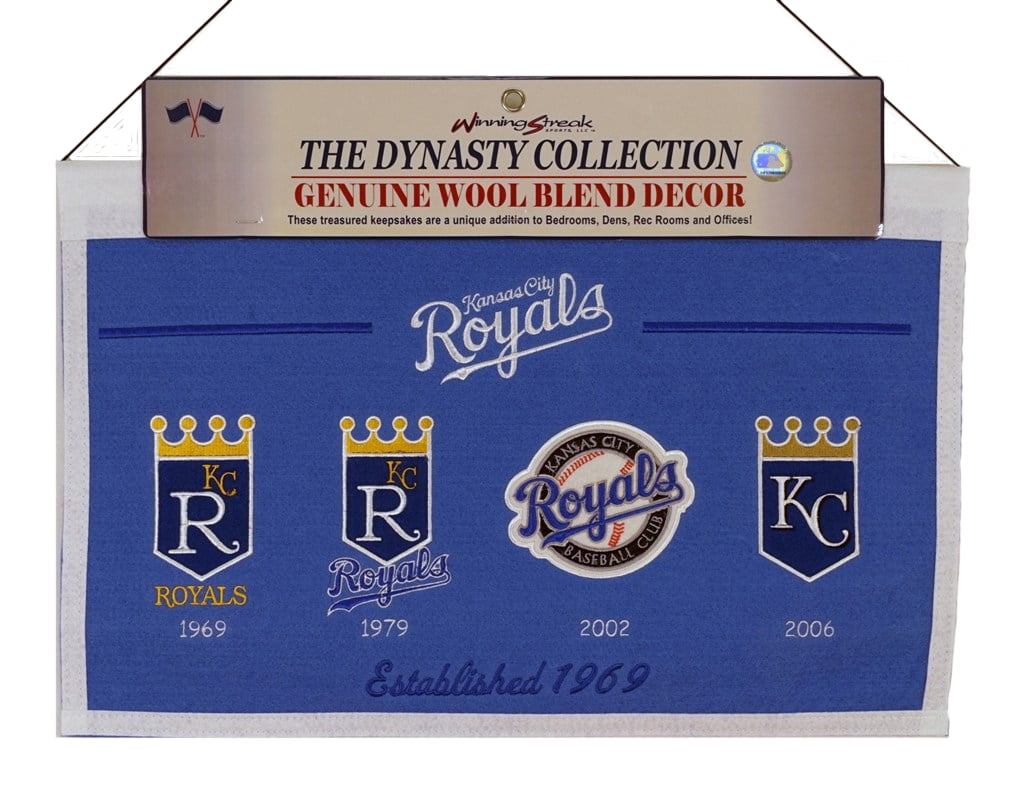 Kansas City KC Baseball Royals MLB LARGE 22x14 Wall Hanging Logo Banner featuring logos from