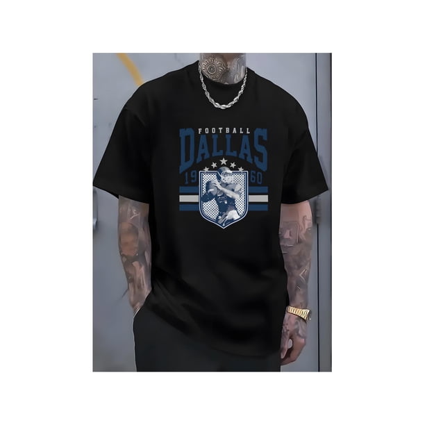 DaLLaS letters, patterns, printed men's T-shirts, men's novel pattern design T-shirts, summer casual and comfortable T-shirts, fashionable short-sleeved comfortable and versatile summer T-shirts, a