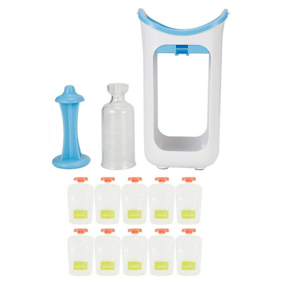 Pouch Filling Station,Fruit Puree Squeeze Station, Food Pouch Maker Squeeze Station Press & Store System Portable Children Fruit Puree Squeezer Food Pouches for Home Kitchen[Blue]
