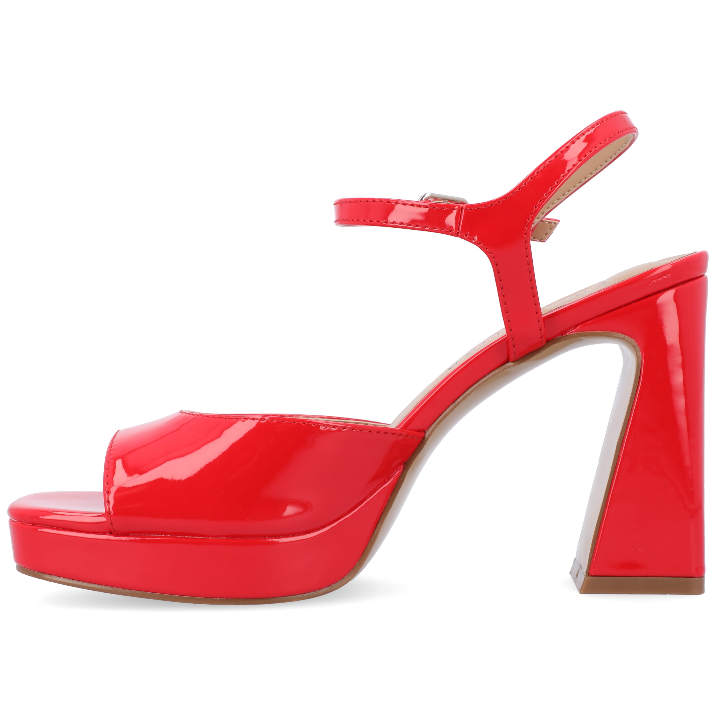 Journee Womens Ziarre Patent Vegan Leather Ankle Strap Platform Dress Sandals