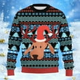 thumbnail image 2 of IWRICH Ugly Christmas Sweatshirts for Men Funny Printed Cat Elk Dog Christmas Party Cosplay Pullovers Tops Sky Blue XL, 2 of 3