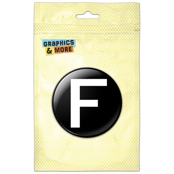 Letter F Initial Black White Refrigerator Button Magnet