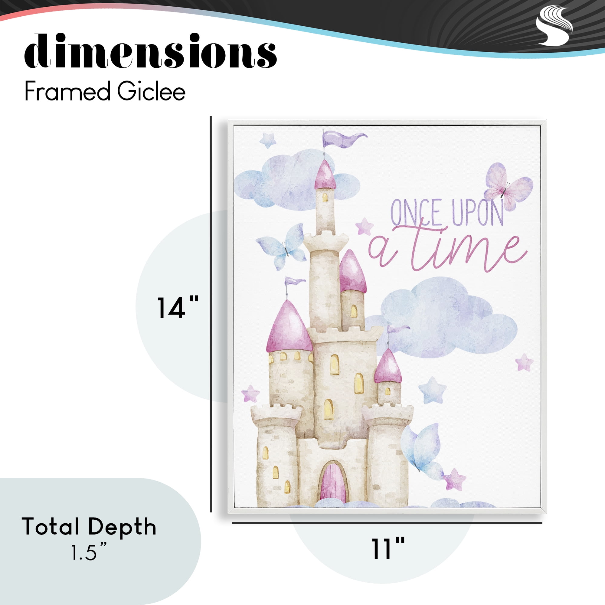 Once Upon A Time Castle White Framed Giclee Art, design by Kim Allen