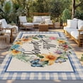 thumbnail image 2 of Hello Spring Outdoor Rug for Patio/Deck/Porch, Non-Slip Large Area Rug 5 x 8 Ft, Farmhouse Floral Eucalyptus Wood Plaid Burlap Indoor Outdoor Rugs Washable Area Rugs, Camping Rug Carpet Runner, 2 of 8