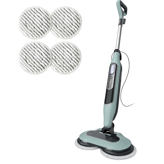 Steam Mop with Dual Rotating Pads, Hard Floor Steam Cleaner with Adjustable Steam Control for Tile Hardwood Laminate, Reusable Washable Pads