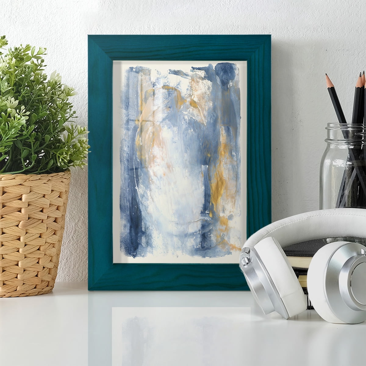 Circles & Dream I - Framed Print w/glass - Ocean Blue