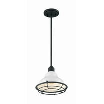 60/7023-Nuvo Lighting-Newbridge-1 Light Small Pendant in Farmhouse Style-9.75 Inches Wide by 8.25 Inches High-Gloss White/Black Finish