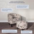 thumbnail image 5 of BELLEZE Accent Chair with Ottoman Set of 2, Curved Back Living Room Chair, Stylish Barrel Club Chair and Footrest Set, Upholstered Round Tub Reading Chair for Bedroom - Lydia (Floral Beige/Linen), 5 of 7