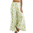 thumbnail image 2 of Lilgiuy Women High Waist Pants Vintage Print Stylish Floral Printing Waist Tie Wide-Leg Pants for Going Out Travel, 2 of 5