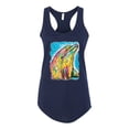 thumbnail image 2 of Wild Bobby Dean Russo Neon Colorfu Dolphin Animal Lover Women Racerback Tank Top, Navy, Small, 2 of 5