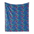 thumbnail image 1 of Floral Soft Flannel Fleece Throw Blanket, Vibrant Tones of Blooming Lilies Phloxes Garden Art Nature Composition, Cozy Plush for Indoor and Outdoor Use, 70" x 90", Azure Blue Multicolor, by Ambesonne, 1 of 5