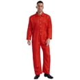 thumbnail image 4 of renvena Men's Work Coveralls Workwear Lightweight Long Sleeve Button-up Loose Fit One Piece Jumpsuit Red XL, 4 of 6