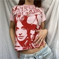 thumbnail image 1 of Mialoley Women's Eye Printed T-Shirt, Short Sleeve Round Neck Slim Fit Tops, 1 of 3