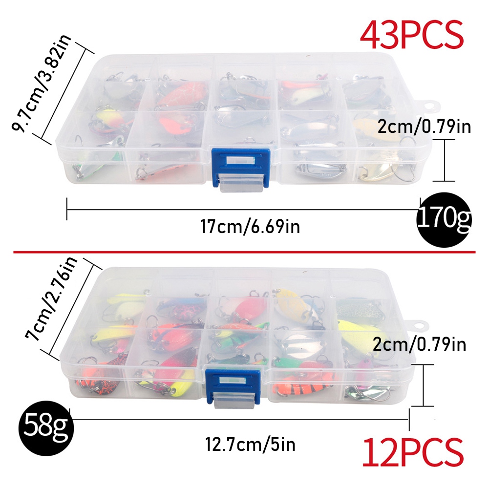 43PCS Fishing Lures Gear Kit Metal Swivel Sequins Trout Rig Jigs Hooks Angling Tackle Box Accessories Pike Walleye Salmon Perch Freshwater Saltwater