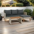 thumbnail image 3 of 8 Piece Patio Sectional Wicker Rattan Outdoor Furniture Sofa Set with One Storage Box Under Seat and Cushion Box Grey wicker + Black Cushion + Clear Glass Top, 3 of 6