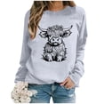 thumbnail image 3 of WEAIXIMIUNG Chandails en Molleton pour Femmes Tendance à Fermeture Éclair Chandail en Molleton Automne et Hiver 2024 Col Rond Mode Imprimé Vache Chemise Manches Longues Mode Décontractée Mode Sortie Haut, 3 of 4
