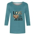 thumbnail image 5 of HOMBOM 3/4 Sleeve Womens Dressy Easter Tops Blue Casual Tops Crew Neck LOVE LIKE JESUS Cute Tops For Women M, 5 of 5