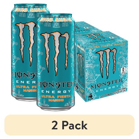 (2 pack) Monster Energy, Ultra Fiesta, Sugar Free Energy Drink, 16 oz, 4 Pack