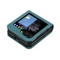 thumbnail image 5 of Slim Fit PU Leather Case for Samsung Galaxy Z Flip 4, Premium PU Leather Back [Wireless Charging Support] Shockproof Protective TPU Frame Case for Samsung Galaxy Z Flip 4 2022, Green, 5 of 5