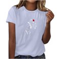 thumbnail image 1 of yievot Chemises pour Femmes Mode Manches Courtes Col Rond Impression de la Saint-Valentin Chandail Décontracté T-Shirt Hauts Chemise, 1 of 5