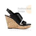 thumbnail image 3 of BLISSFUL STEP Open Toe Platform Wedge Heel Sandals for Women Black Black 7, 3 of 6