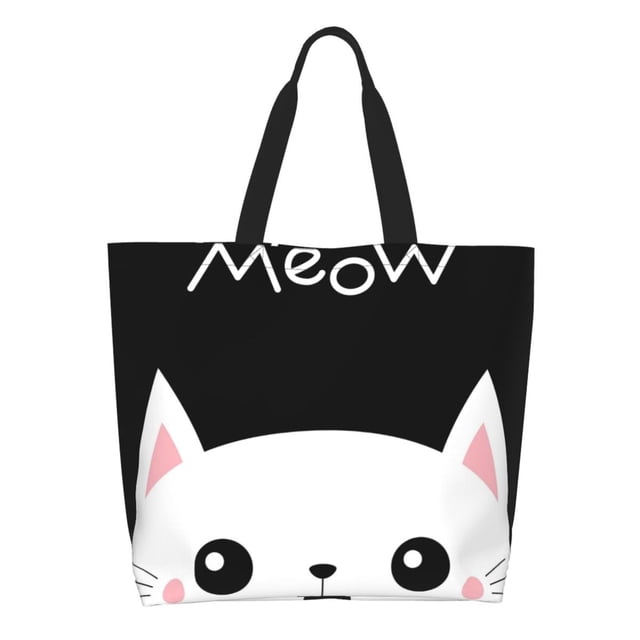 Disketp Cat Meow Bolsa Tote Estampada para Mujer, Bolso de Hombro y de Mano para Compras y Viajes