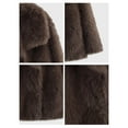 thumbnail image 4 of Women'S Faux Fur Coat Faux Fur Jacket Long Sleeve Lapel Furry Winter Jackets Parka Short Coat Dark Brown XS, 4 of 5