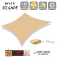 thumbnail image 2 of IC ICLOVER 16' x 16' Waterproof Sun Shade Sail Square Canopy Awning Shelter Polyester Fabric Cloth for Patio Yard Deck Pergola Outdoor Sun Sail Shade 98% UV Block Sunshade - Sand, 2 of 8