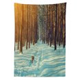 thumbnail image 3 of Ambesonne Winter Tablecloth Rectangular Table Cover, Skier Running Dog Forest, 52"x70", Orange Brown Seafoam, 3 of 4