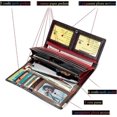 thumbnail image 2 of Women Multicolor Wallets Genuine Leather Card Holder Organizer Purses Model Stitching Bag Wallet With Flap Phone Clutch Large Long Purse, 2 of 4