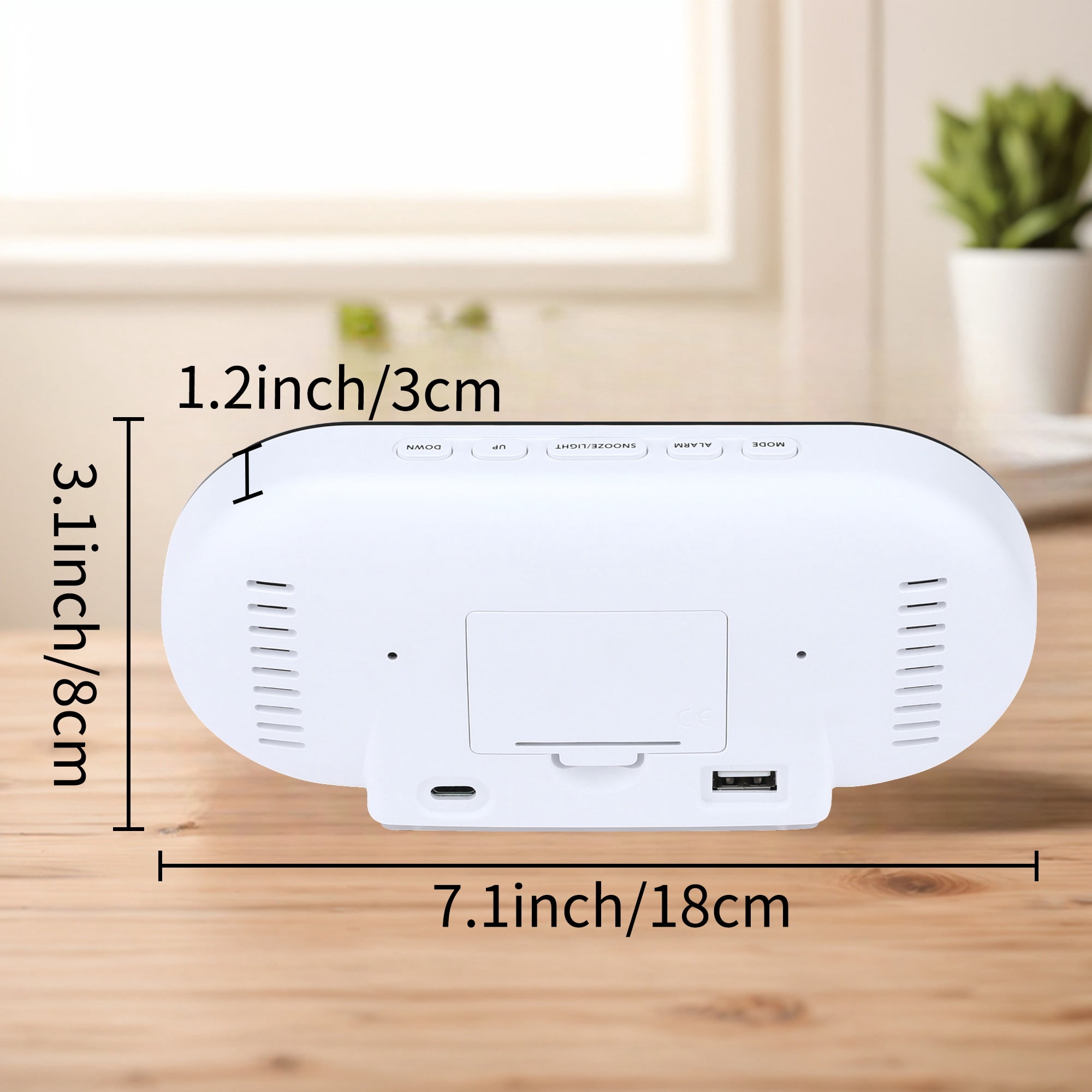 Unique Bargains 2 Pcs Oval Digital Alarm Clock Bedroom White Blue/White Red
